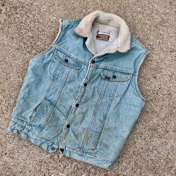 Vintage Other - VTG 70’s Sears Roebuck’s Sherpa Lined Denim Vest
